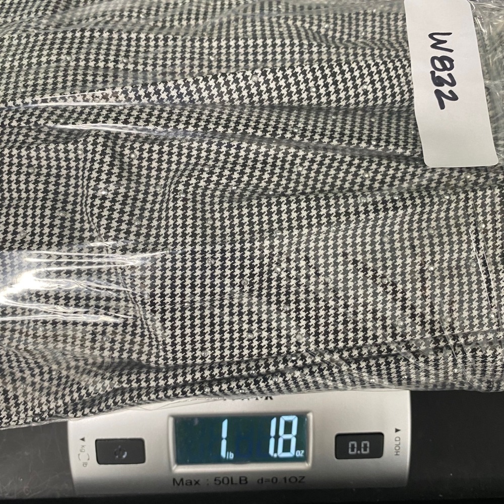 Nine West Womens XL Pleated Houndstooth Skirt Black White Rhinestone Shimmer New - Picture 10 of 10